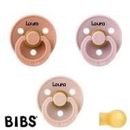 BIBS Colour Sutter med navn str2, 1 Peach, 1 Blush, 1 Pink Plum